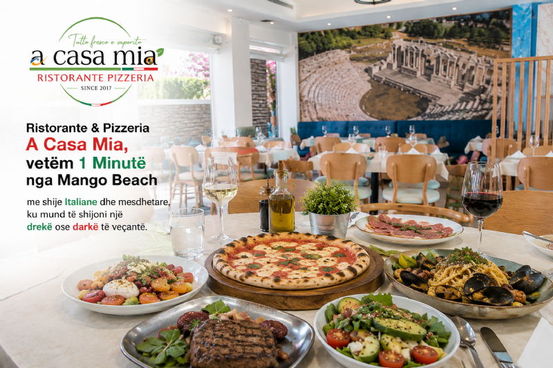 Ristorante & Pizzeria A Casa Mia, vetëm 1 Minutë nga Mango Beach me shije Italiane dhe mesdhetare, ku mund të shijoni një drekë ose darkë të veçantë.